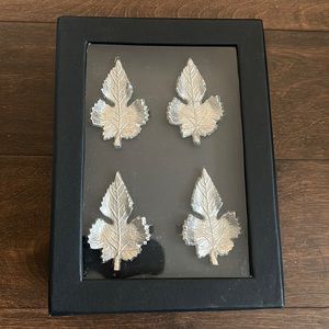 Tahari Home Silver Tone Maple Leaf Napkin Rings New Fall Thanksgiving